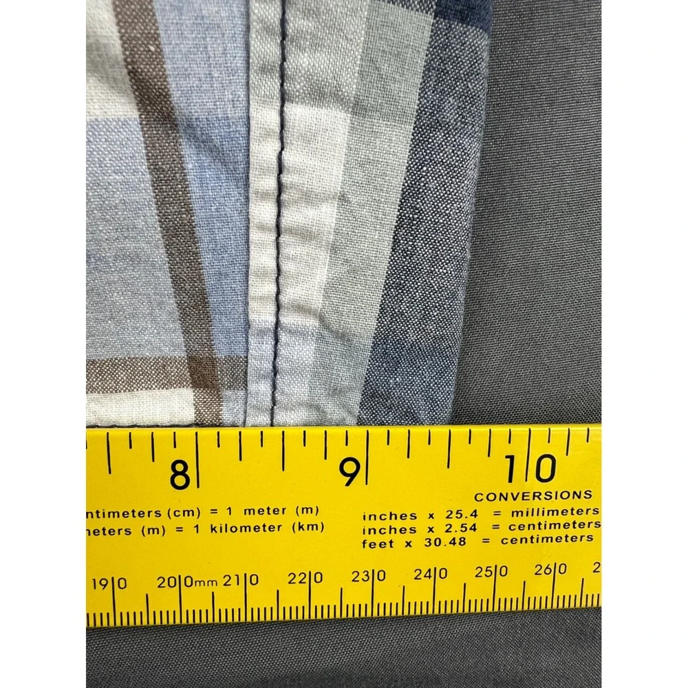 Banana Republic Aiden Short Mens 31 Plaid Blue White Cotton Casual Excellent